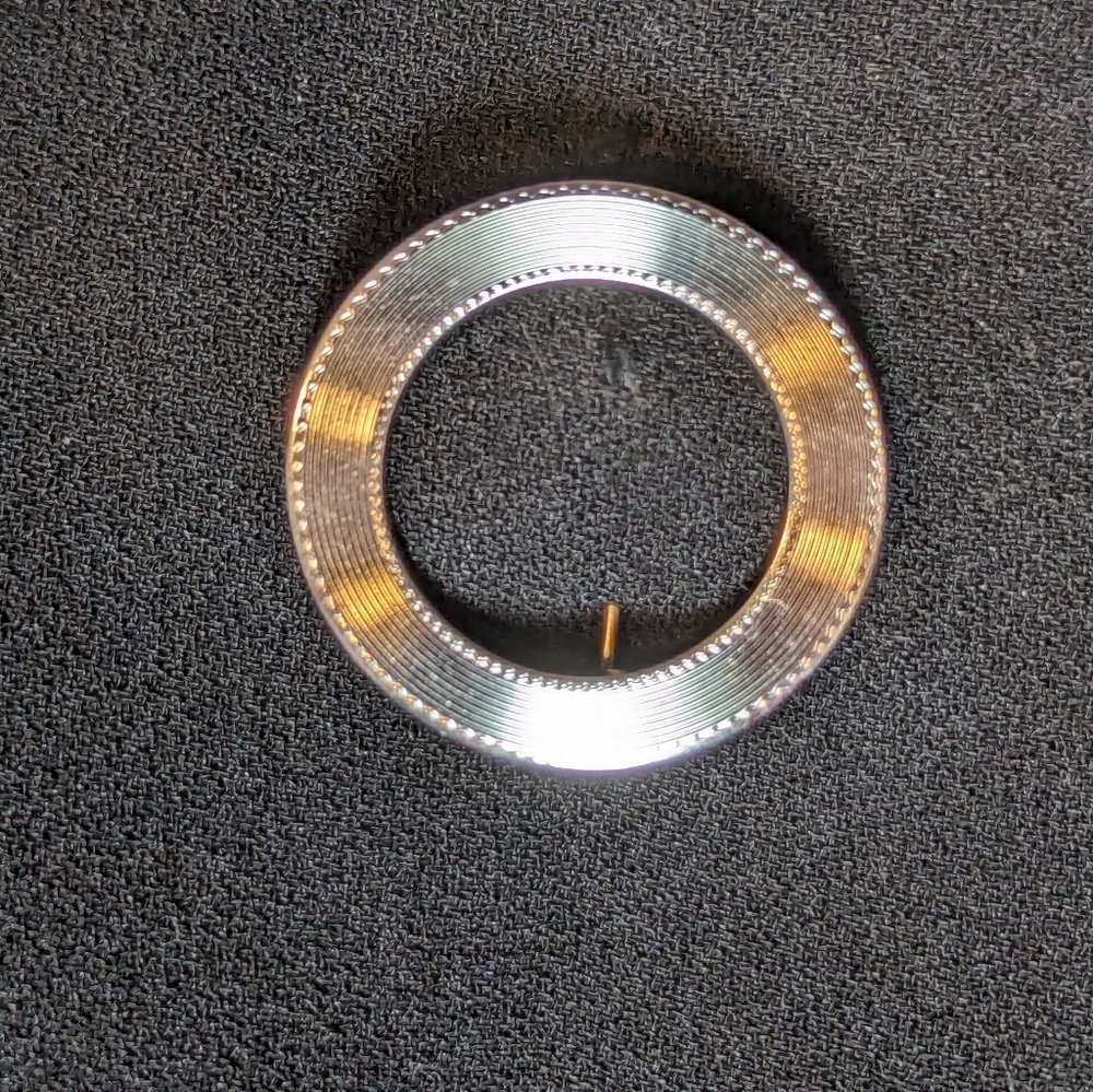 Monet Vintage Brooch Pin Signed Silvertone Circle Round Textured